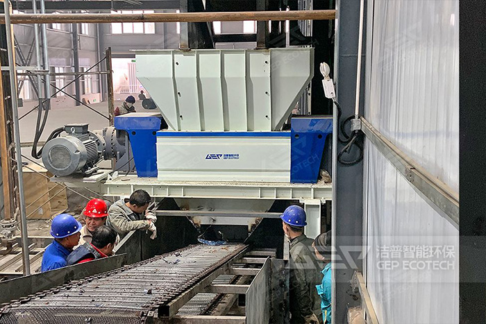 河南200L鐵皮油桶破碎機處理系統項目